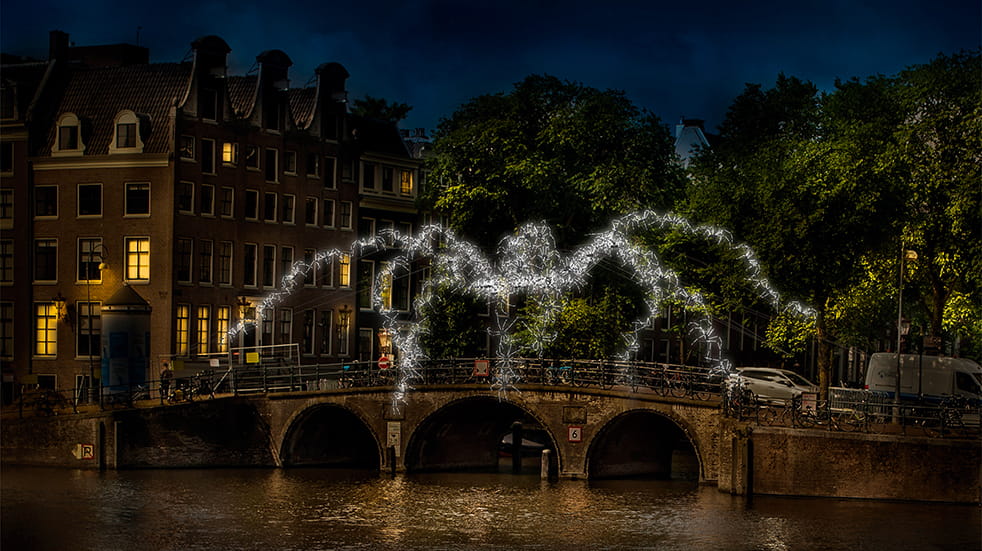 Best winter illuminations: Amsterdam light festival, Spiders on the Bridge